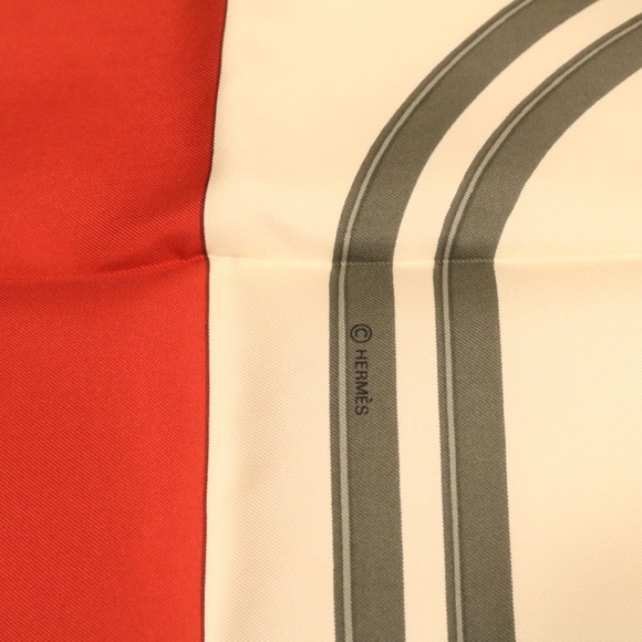 HERMES Carre 90 BRIDES de GALA Scarf 100% Silk Red Auth am1165g - Picture 7 of 9